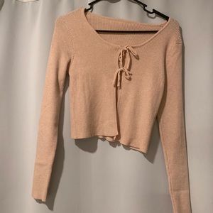 Pink Long Sleeve Tie Top